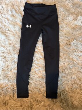 Under Armour Black Girls' Athletic Leggings with White Logo